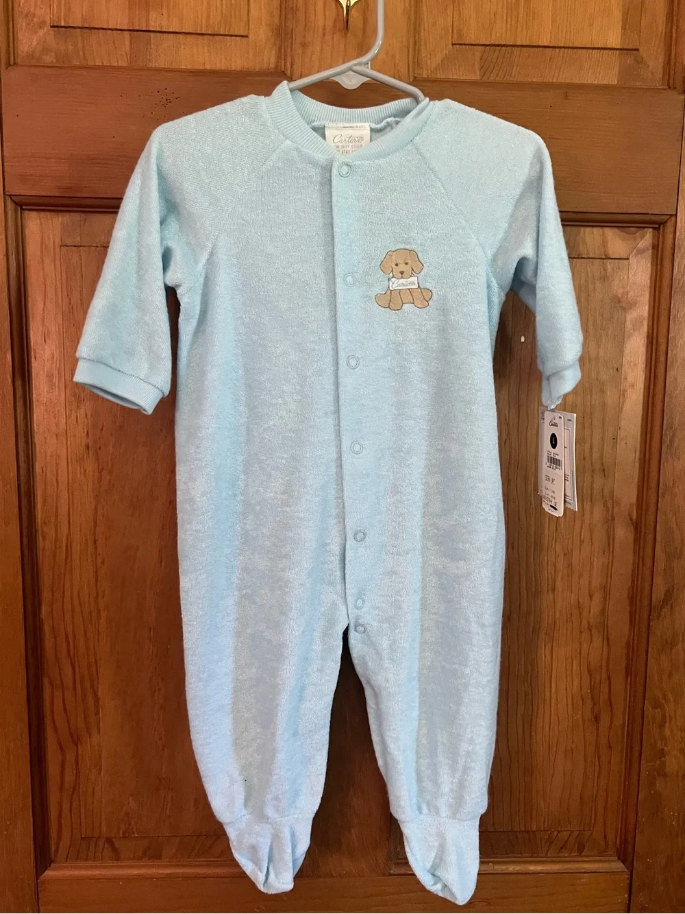NWT Vintage 90s Carter's Dog Terry Cloth Footed Sleeper Size 6-9 Months